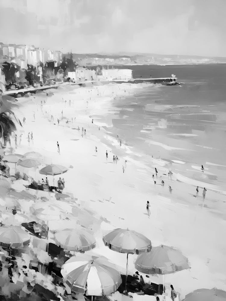 Schwarz-Weiß Strandgemälde 2