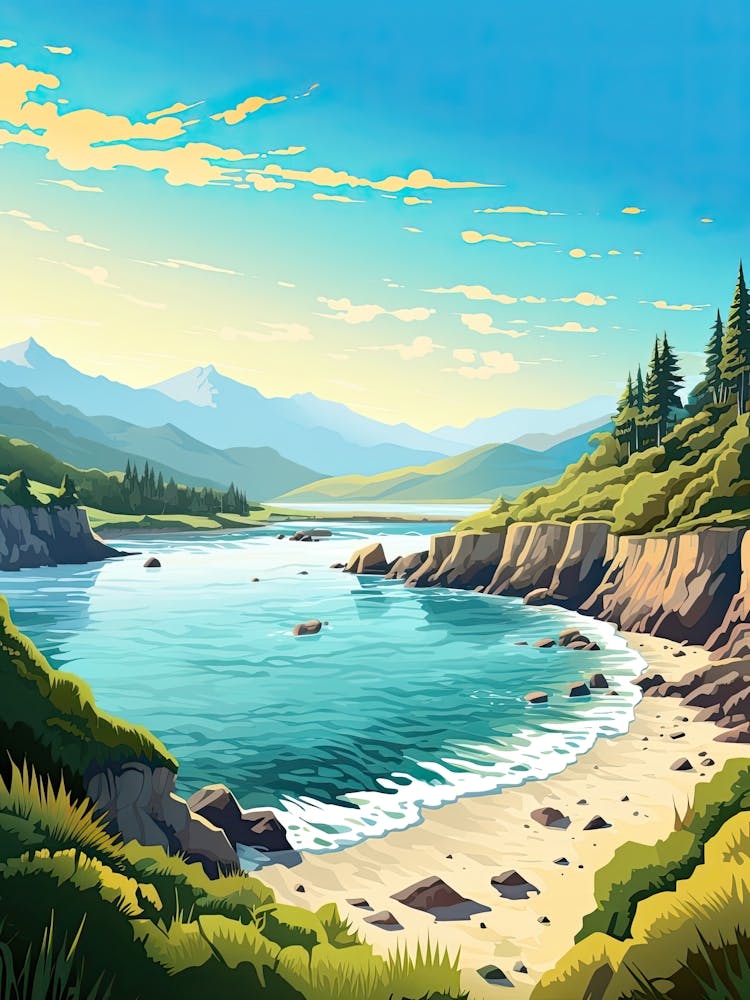 Big Sur California, Usa, Flat Illustration 2