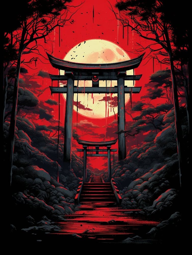 Torii Gates Japanese Illustration 8