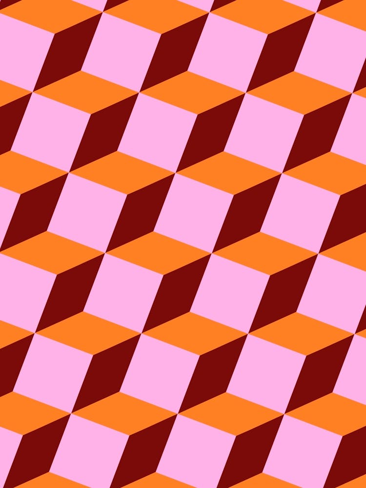 Cubes Pattern Pink and Orange