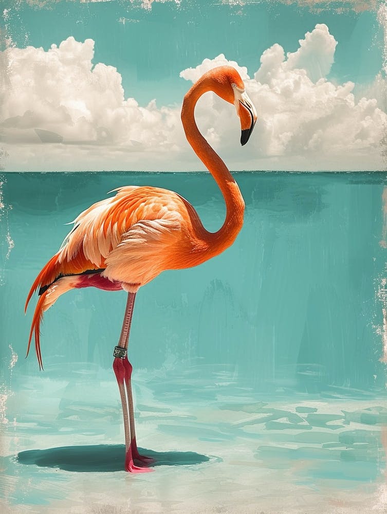 Greater Flamingo Yucatan Peninsula Mexico Tropical Illustration 2