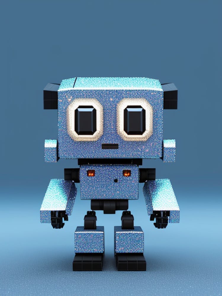 Cute grey-blue robot