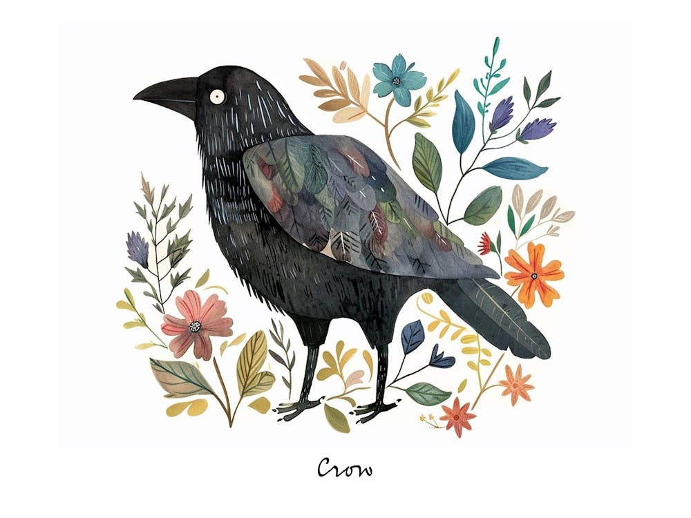 Little Floral Crow 1 Poster
