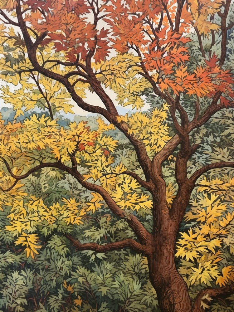 Elm 3 Vintage Autumn Tree Print 