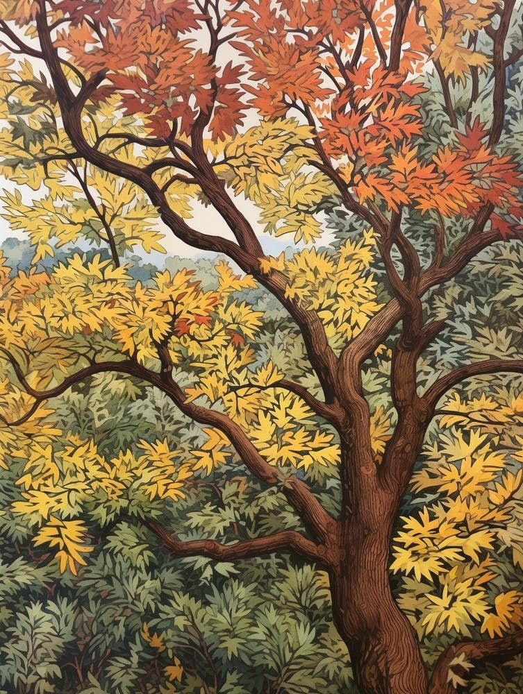 Elm 3 Vintage Autumn Tree Print 