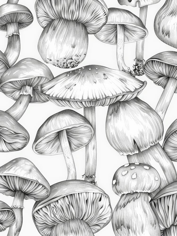 Seamless Pattern Of Mushrooms 3