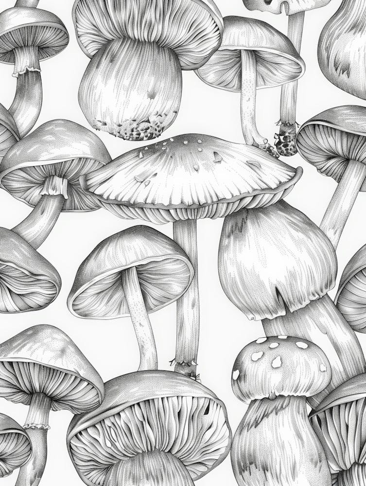 Seamless Pattern Of Mushrooms 3