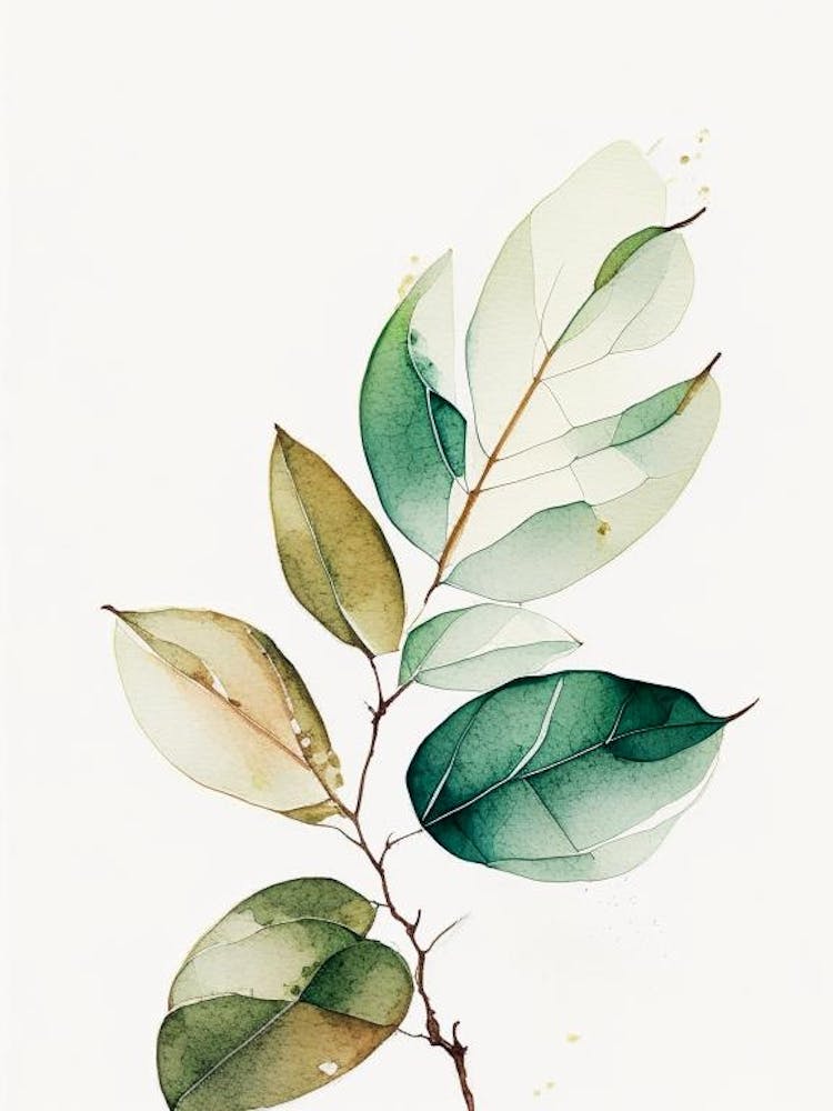Rhododendron Leaf Minimalist Watercolour