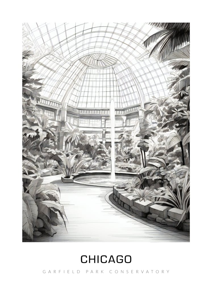 Garfield Park Conservatory 4, Chicago Affiche N&B