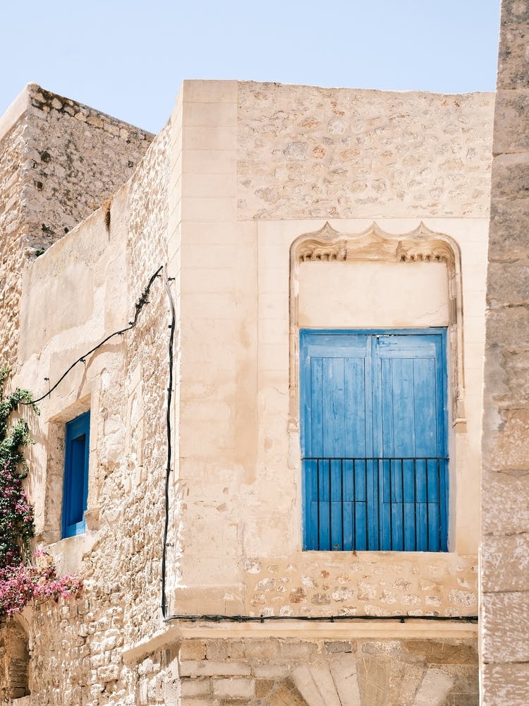 Balcony with blue door // Ibiza Travel Photography