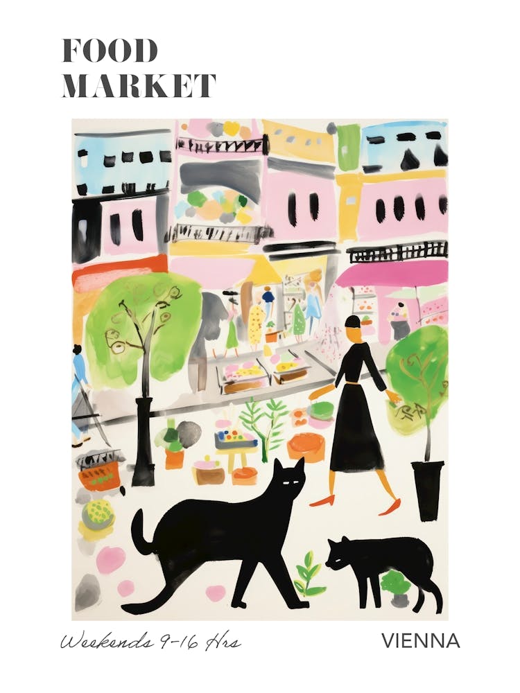 The Food Market In Vienna 4 Illustration Poster