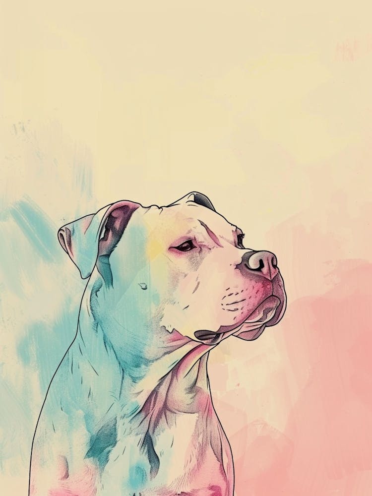 Dogo Argentino Dog Watercolour Line Illustration