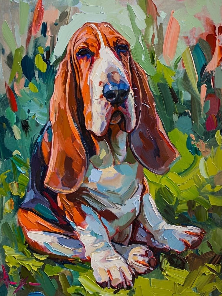 Basset Hound Acrylic Painting 5