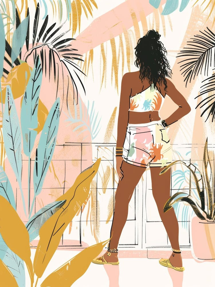 Tropical Girl In Shorts