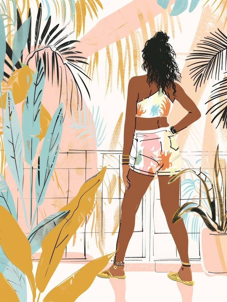 Tropical Girl In Shorts