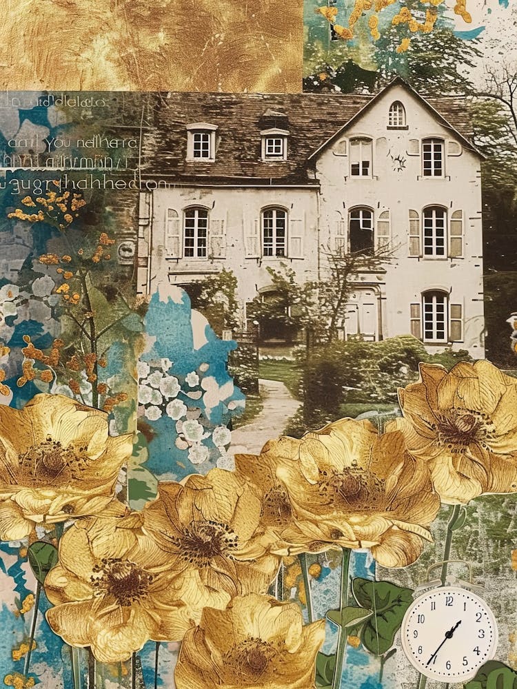 Dried Flowers Scrapbook Collage Cottage 4