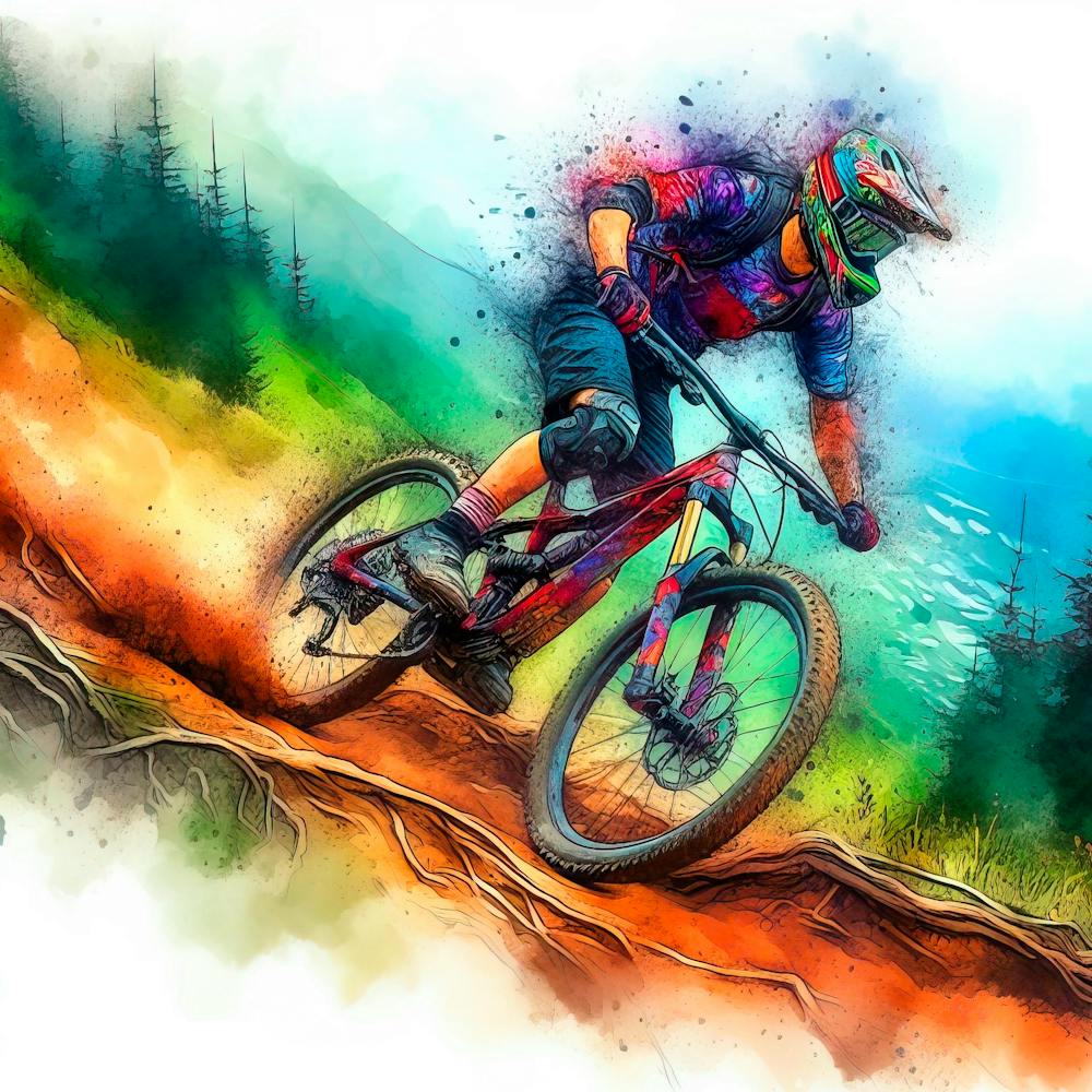 Watercolor Mountain Biker