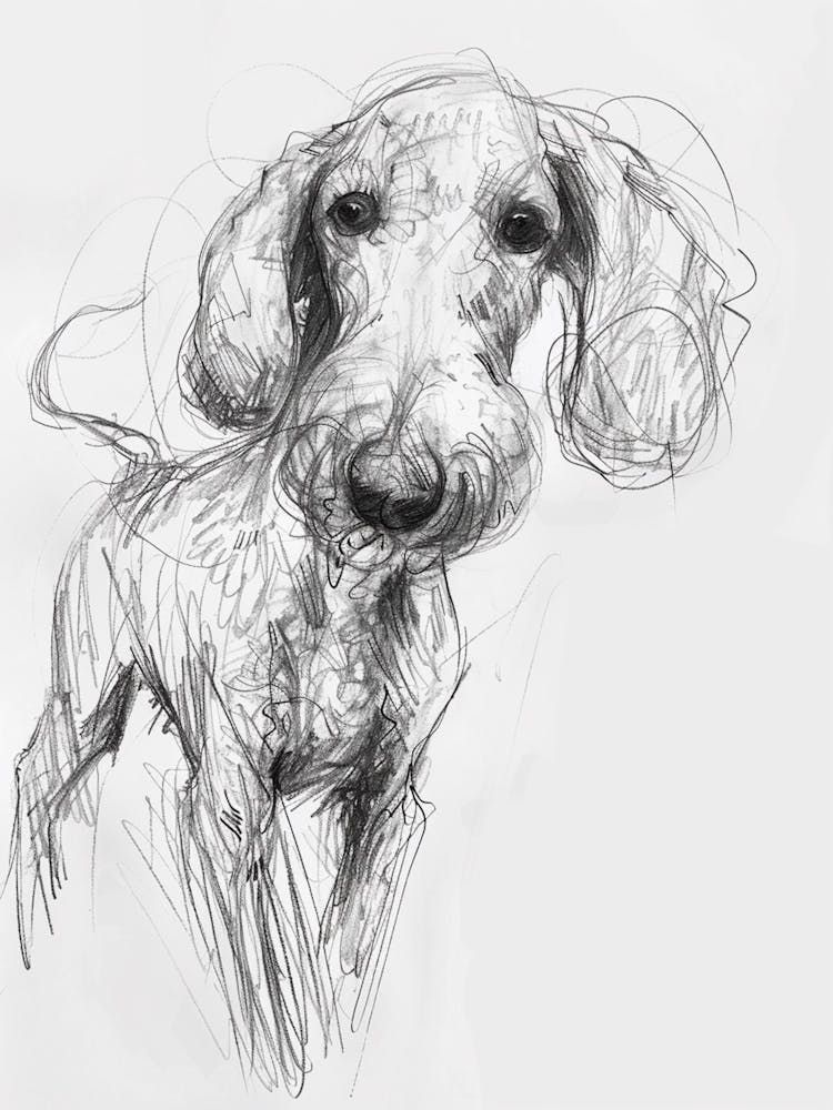 Bedlington Terrier Dog Charcoal Line 2