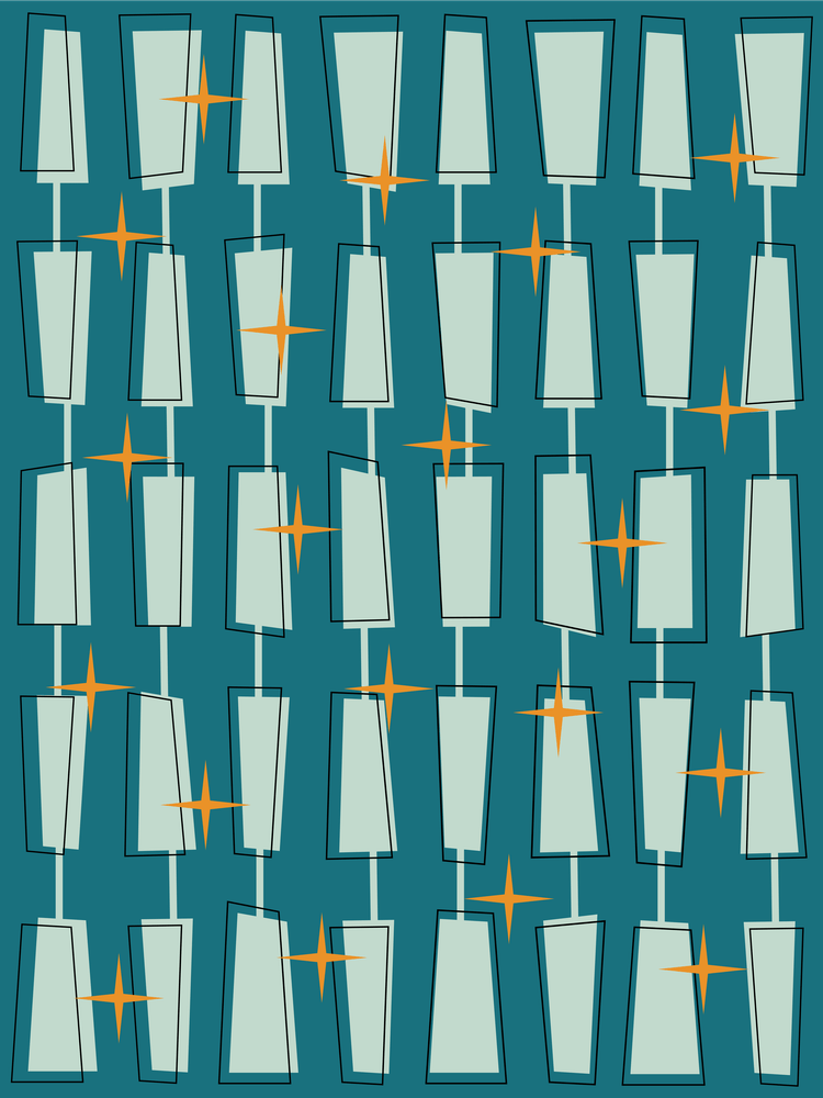 Mid Century Atomic Blocks Teal, and Aqua