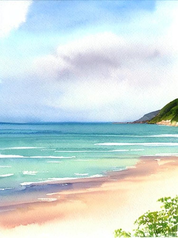 Blackpool Sands 4, Devon Aquarell