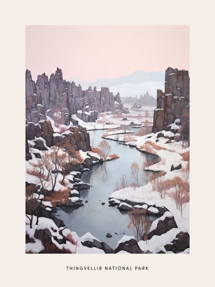 Dreamy Winter National Park Poster  Thingvellir National Park Iceland