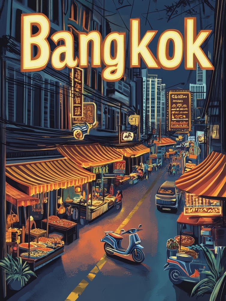 Aihrgdesign A 1970s Inspired Travel Poster For Bangkok 3