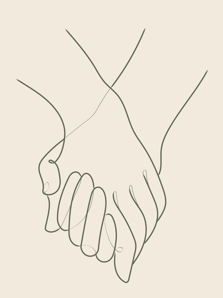 Holding hands Line Art Poster_2455582