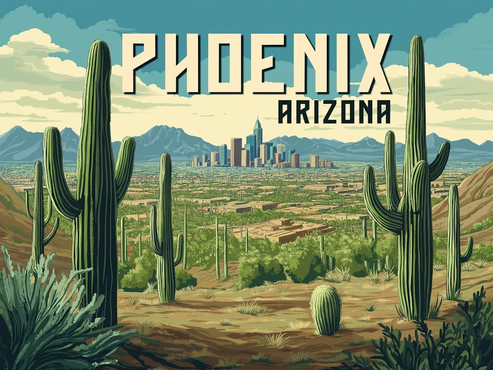 Phoenix Arizona - Retro Desert Cityscape