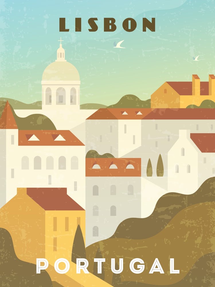 Lisbon, Portugal — Retro travel minimalist poster