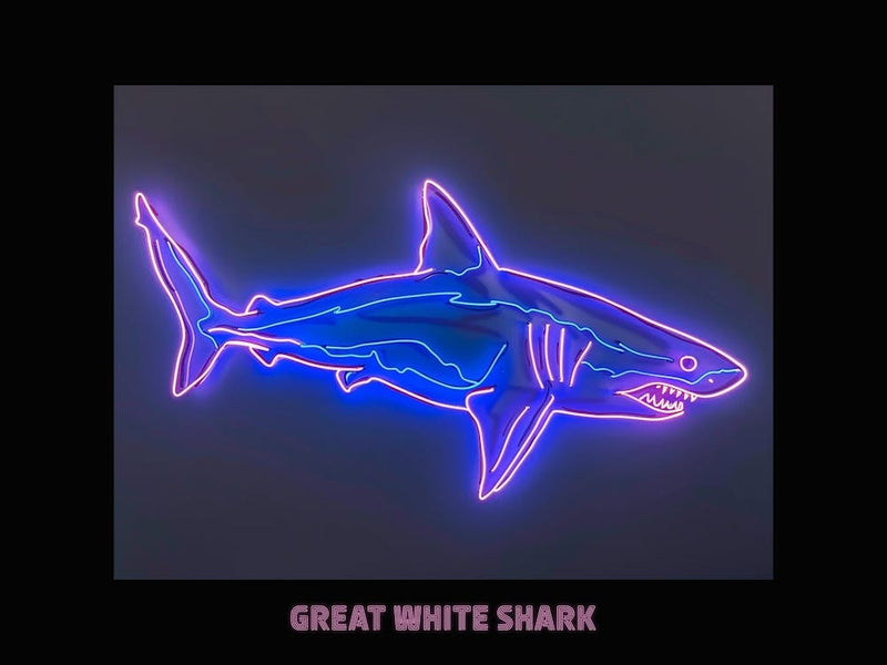 Pink Blue Neon Great White Shark Poster 2