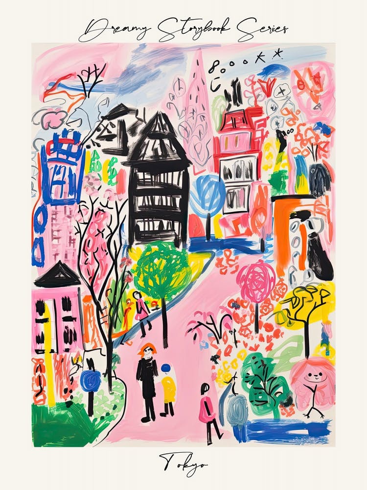 Poster Of Tokyo, Dreamy Storybook Illustration 1