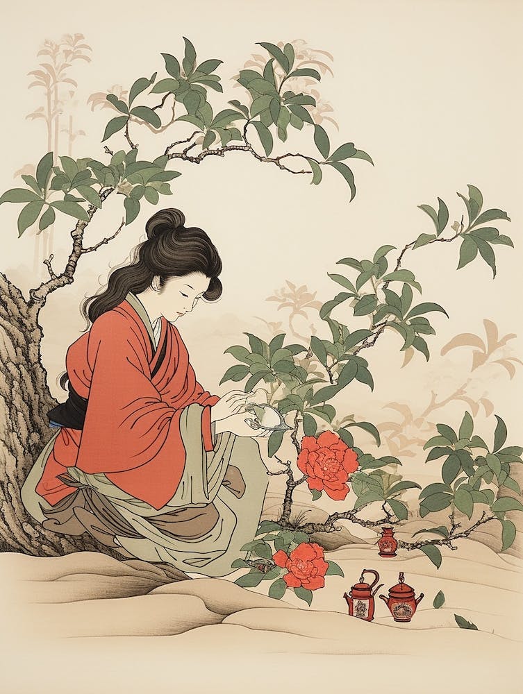 Benifuuki Japanese Tea Camellia 4 Vintage Japanese Botanical