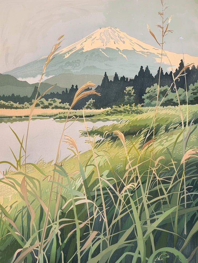Mount Fuji Japan 12 Retro-Illustration