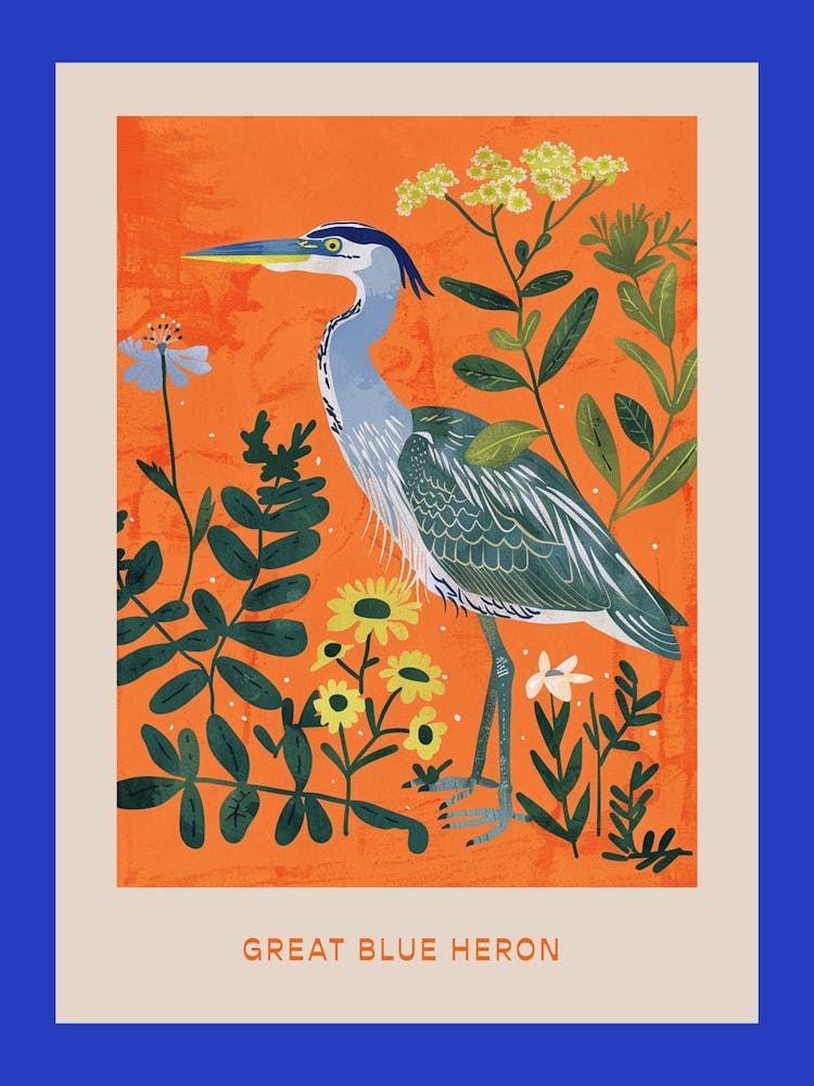 Spring Birds Poster Great Blue Heron 2