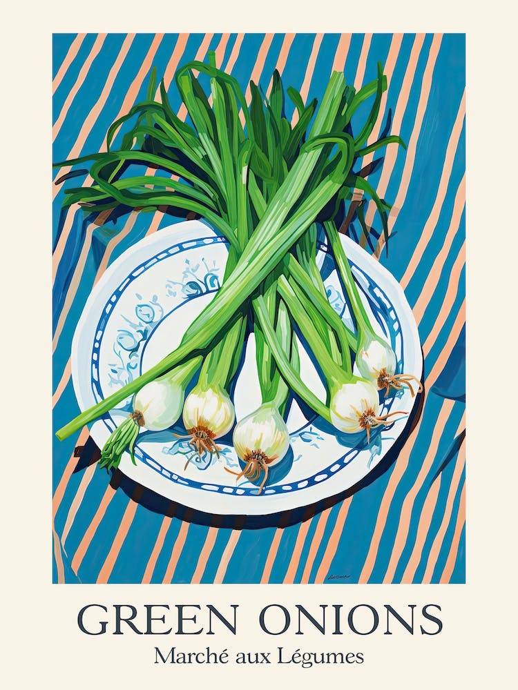 Marche Aux Legumes Green Onions Summer Illustration 1