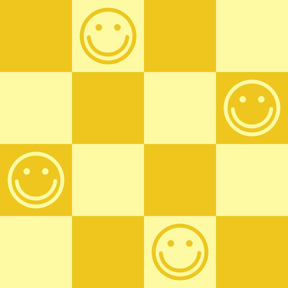 Monochromatic Yellow Checkerboard & Smileys