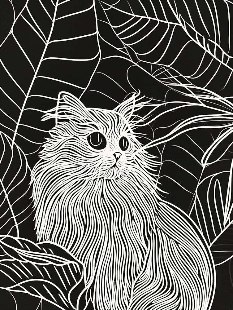 Persian Cat Minimalist Illustration 4