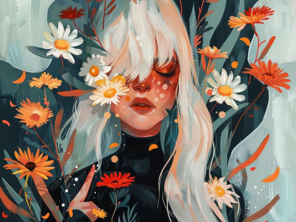 Girl With Flowers 12