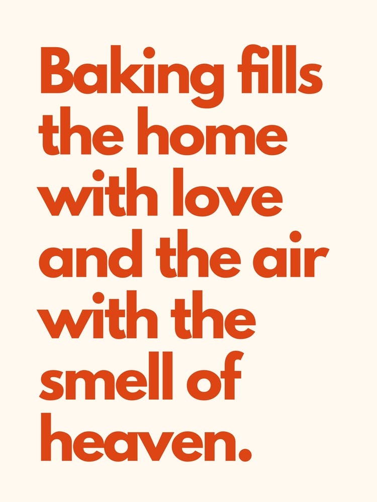 Baking Smell Of Heaven Kitchen Typography Cream Red