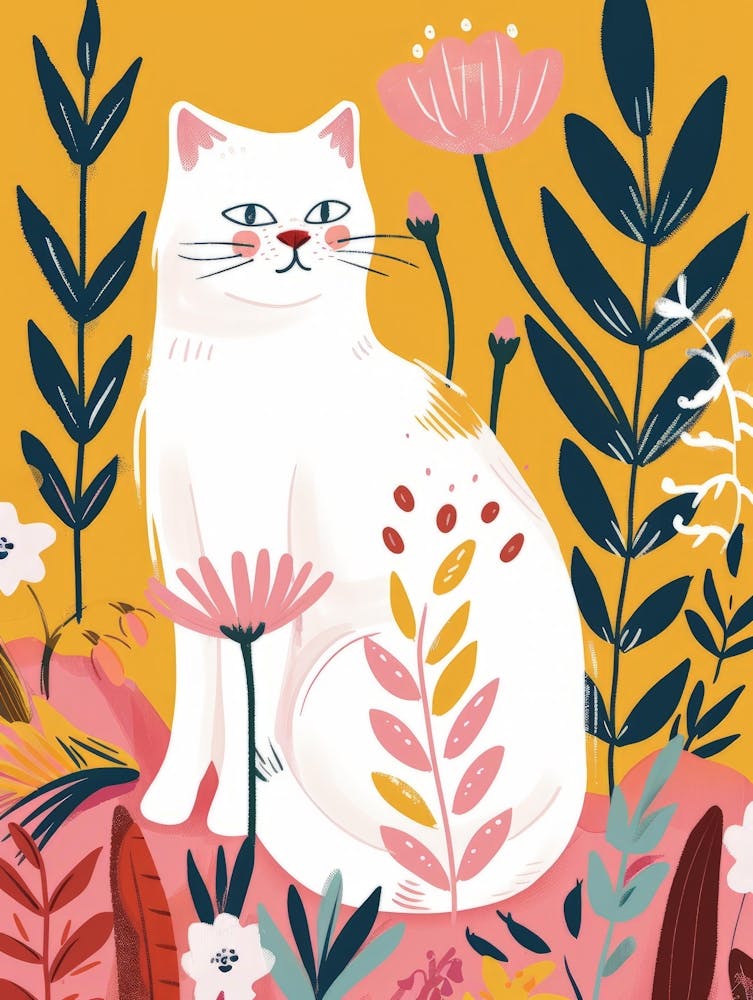 White Cat In The Garden