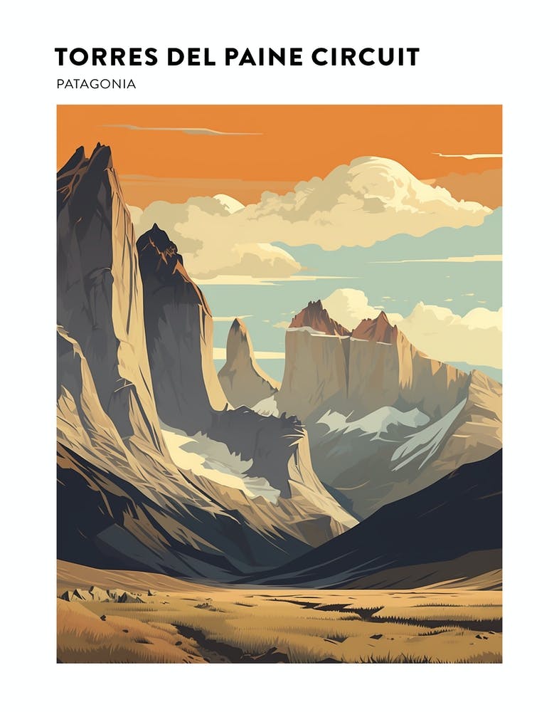 Torres Del Paine Circuit Chile 2 Hiking Trail Landscape Poster