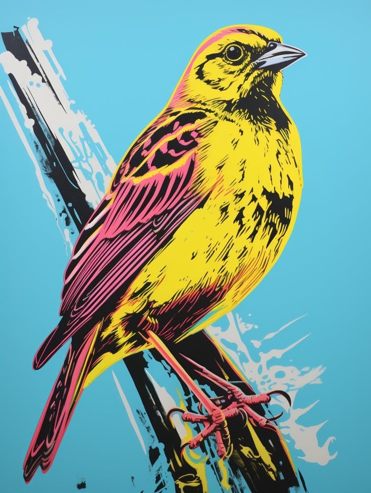 Oiseau style Andy Warhol Bruant jaune 1