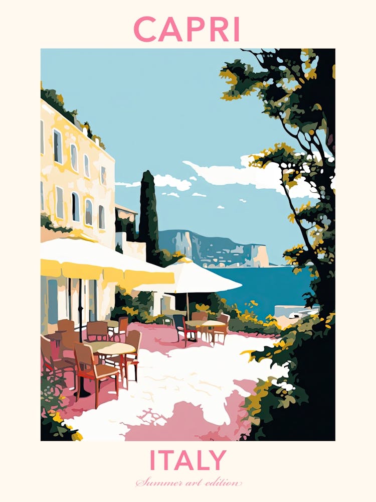 Capri, Italy, Flat Pastels Tones Illustration 3 Poster