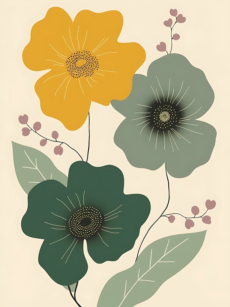 Aesthetic Flower Illustrations | Hand-Drawn Botanical Art for Elegant Interiors