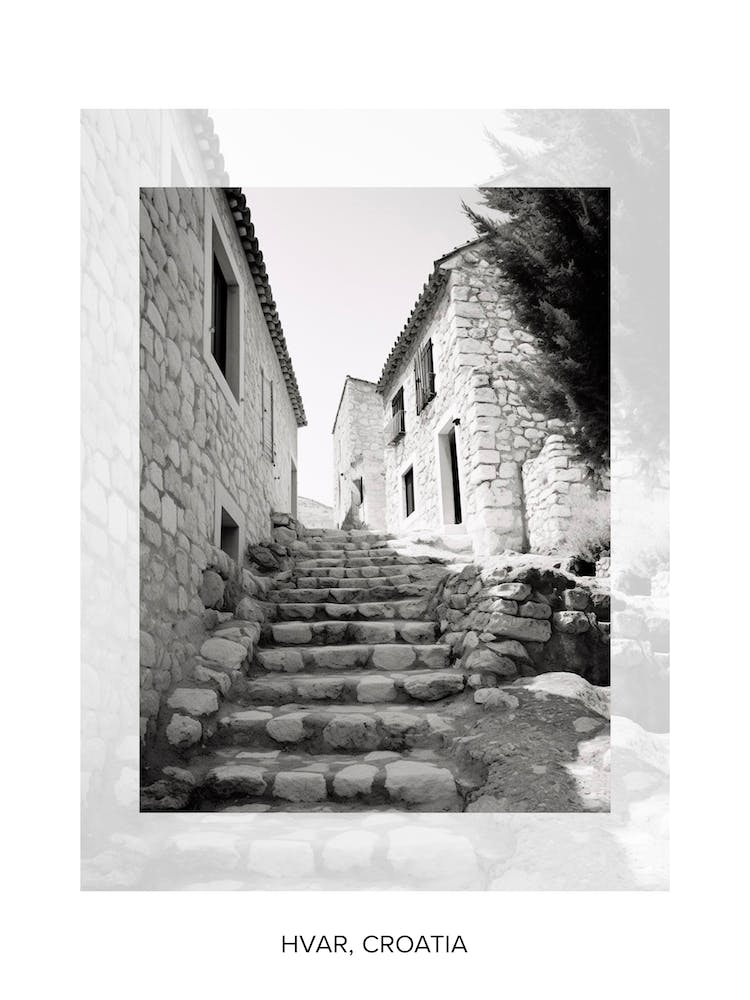 Poster Of Hvar, Croatia, Black And White Old Photo 2