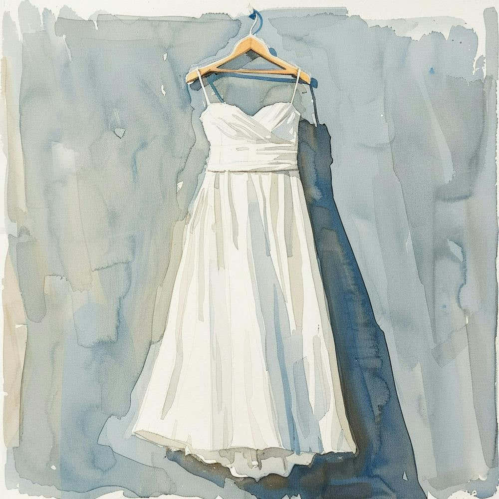 Watercolor Wedding Dress On Hanger 1718