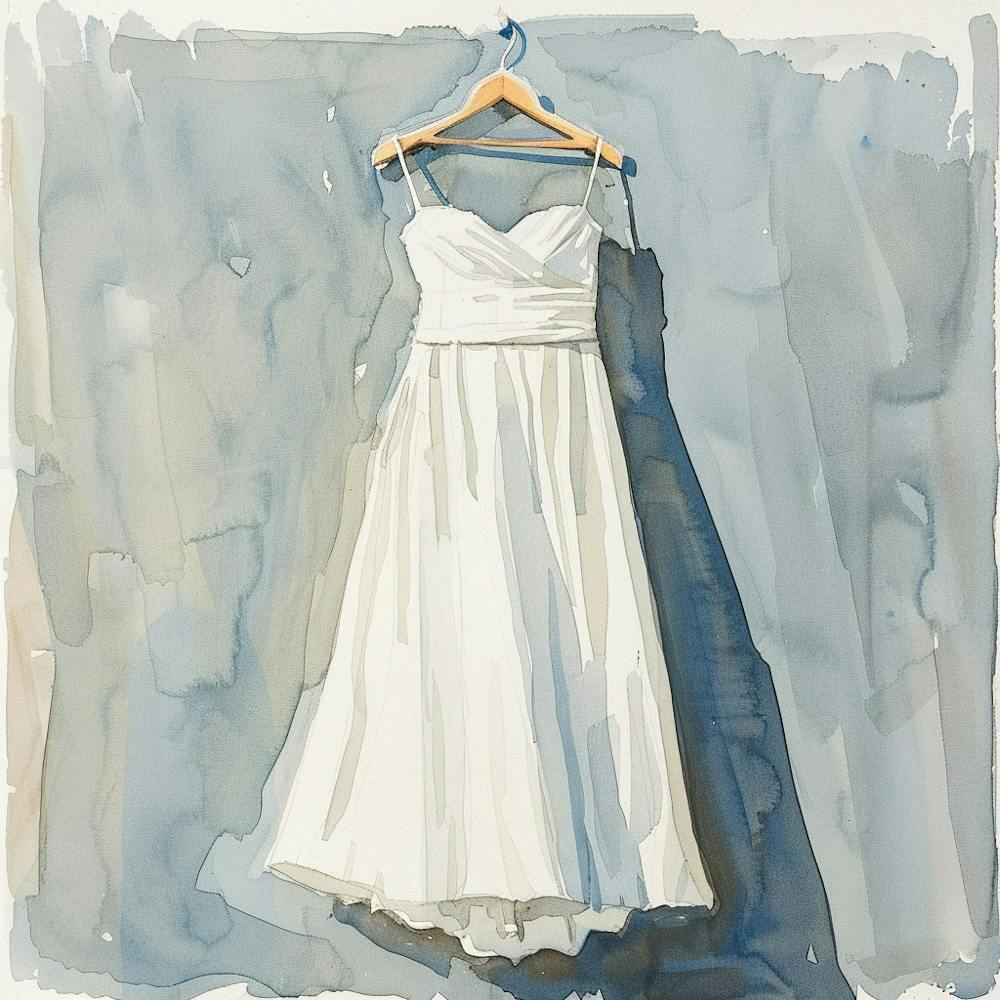 Watercolor Wedding Dress On Hanger 1718