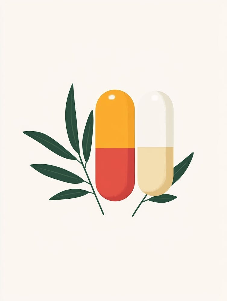 Two Pills On A White Background 1