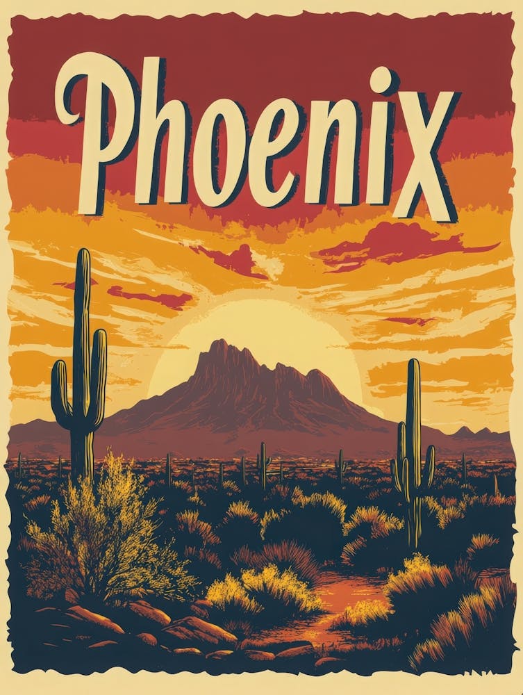 Aihrgdesign Ein Vintage-Reiseposter von Phoenix mit der 2