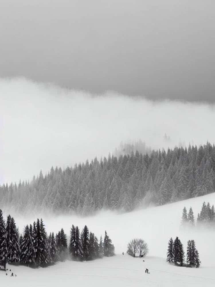 Kitzbühel, Austria Black And White Skiing Poster